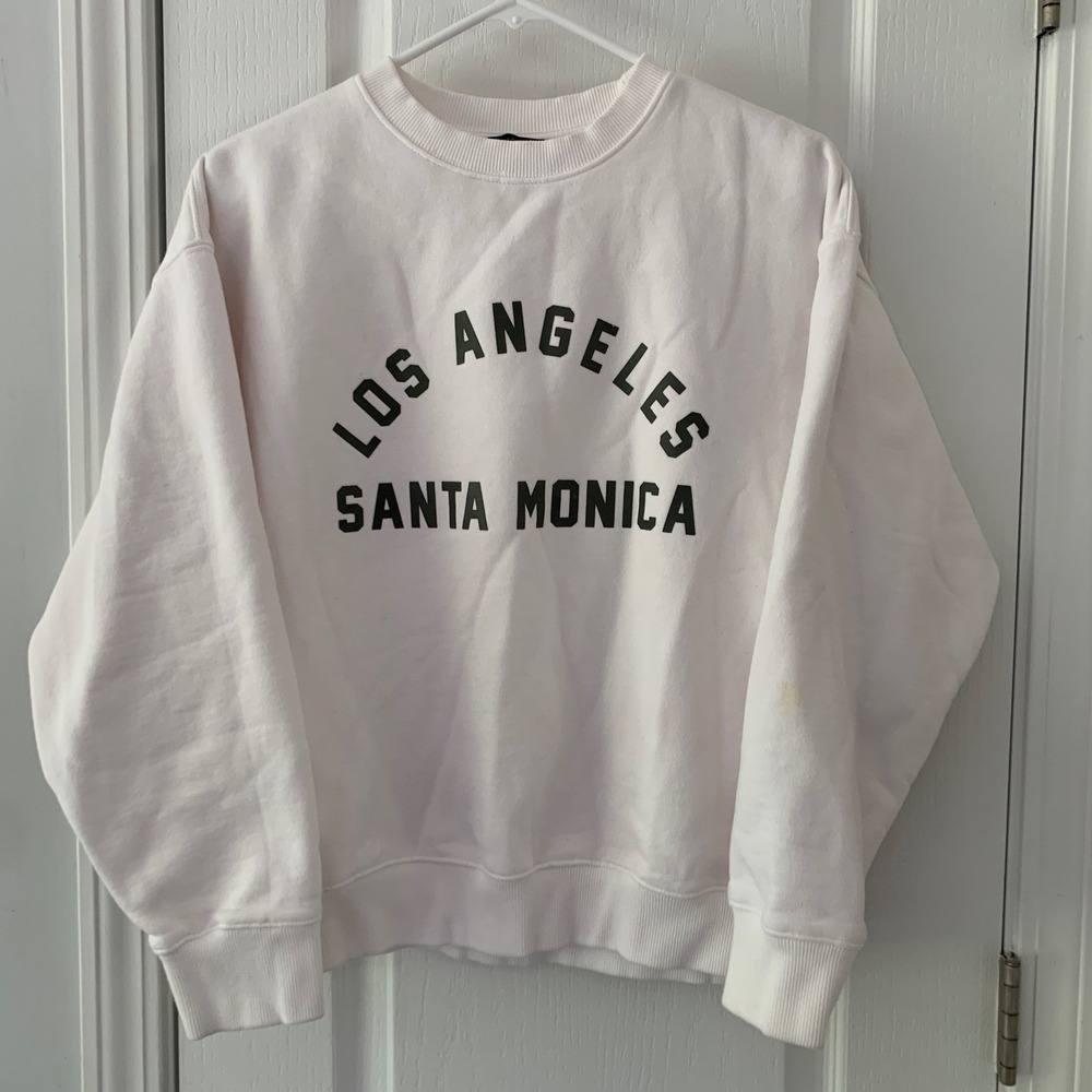Zara Los Angeles Santa Monica Graphic Sweatshirt White Small Streetwear Pullover